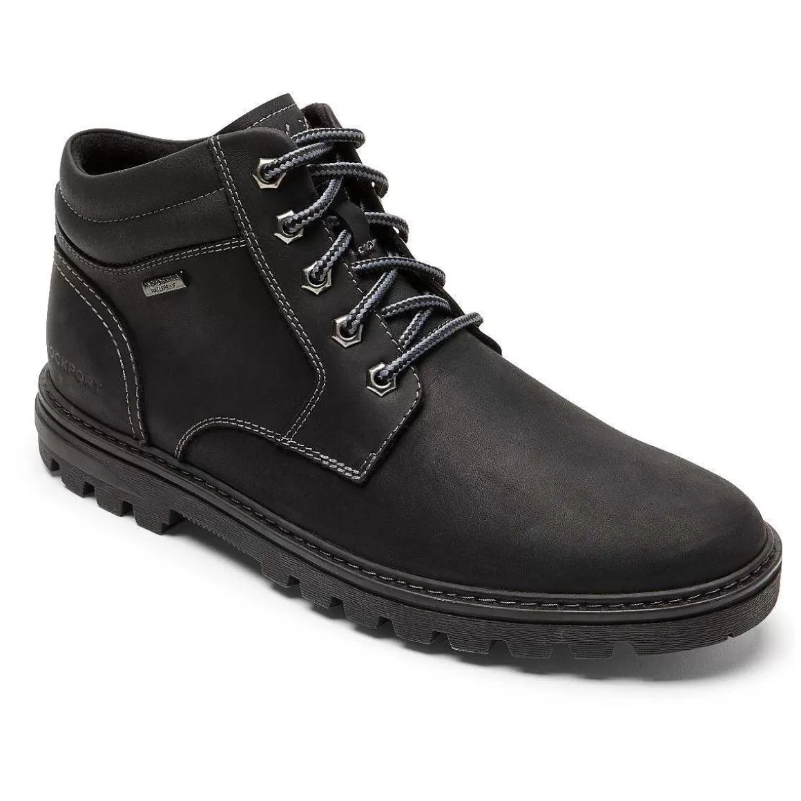 New Rockport Bota masculina para clima ou não à prova d'água Couro Preto/Camurça