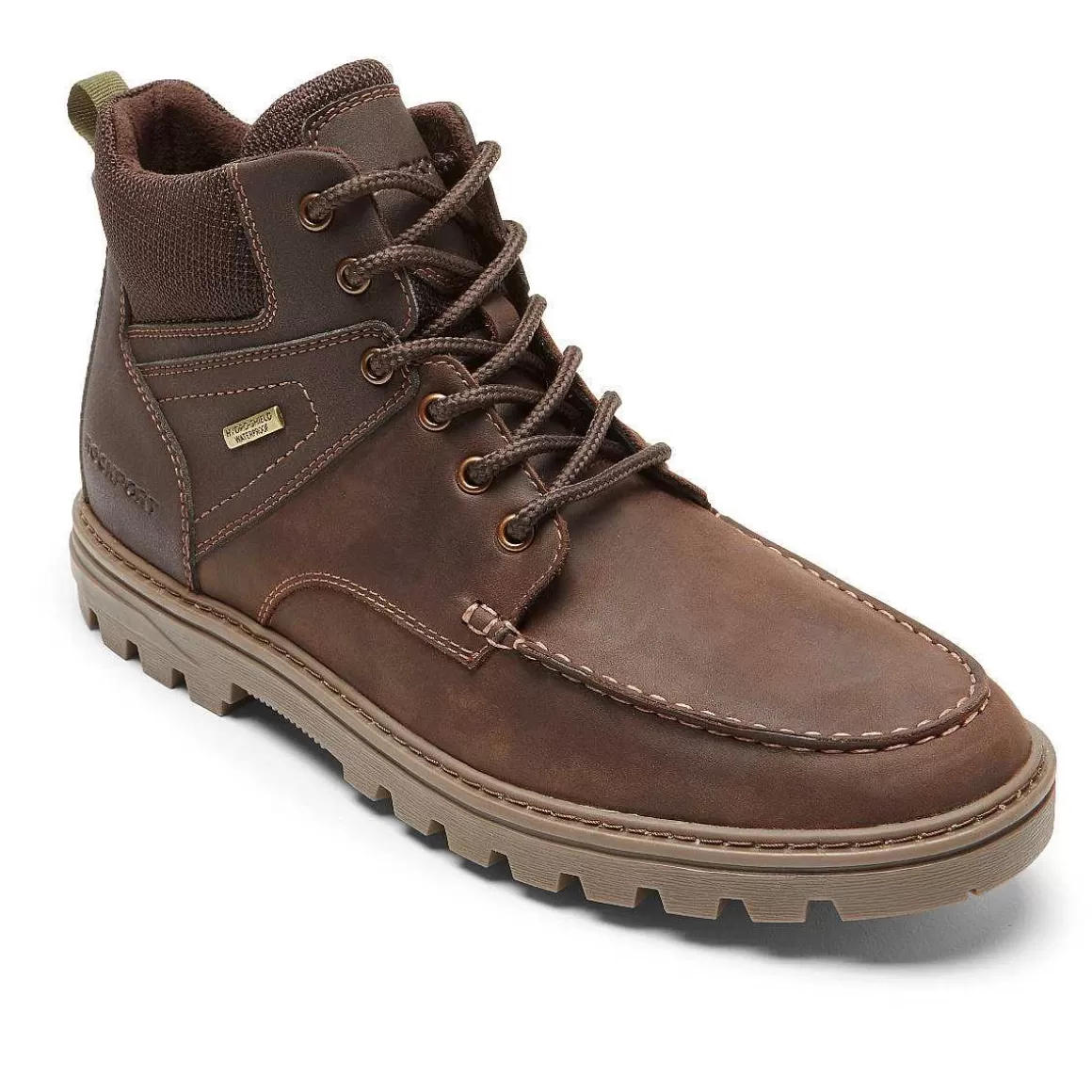 Best Rockport Bota Moc Toe impermeável masculina pronta para o clima Couro Java/Camurça