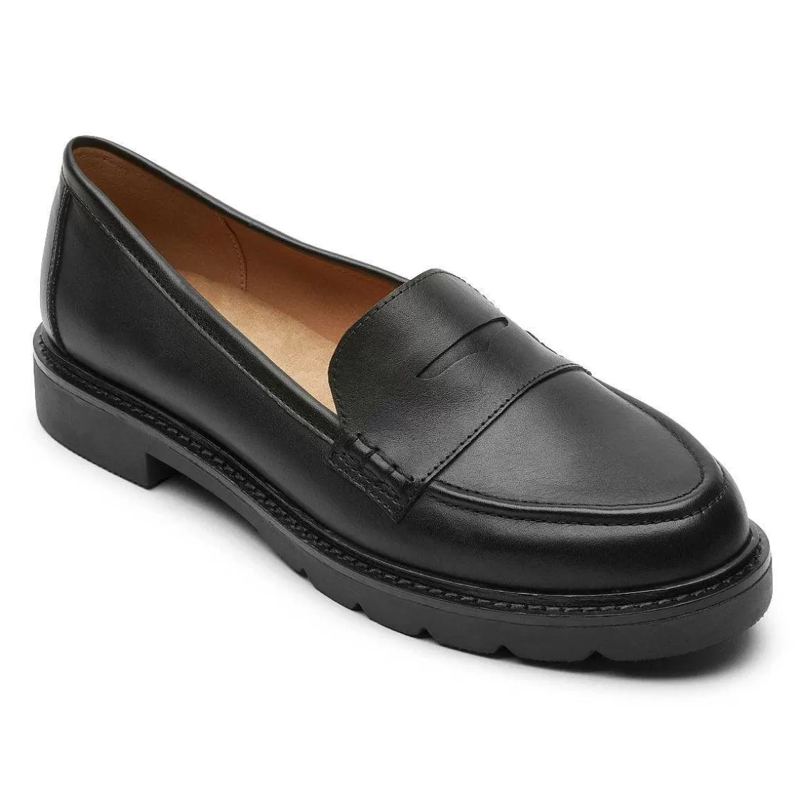 Fashion Rockport Mocassim feminino Kacey Penny Couro preto