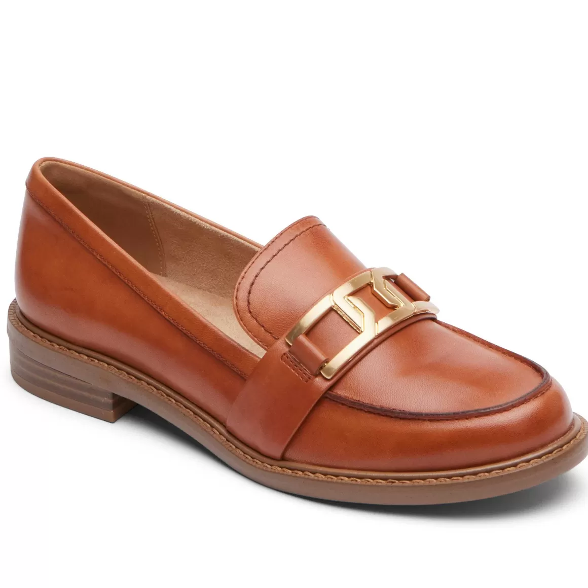 Hot Rockport Mocassim Harleen Feminino Couro bronzeado