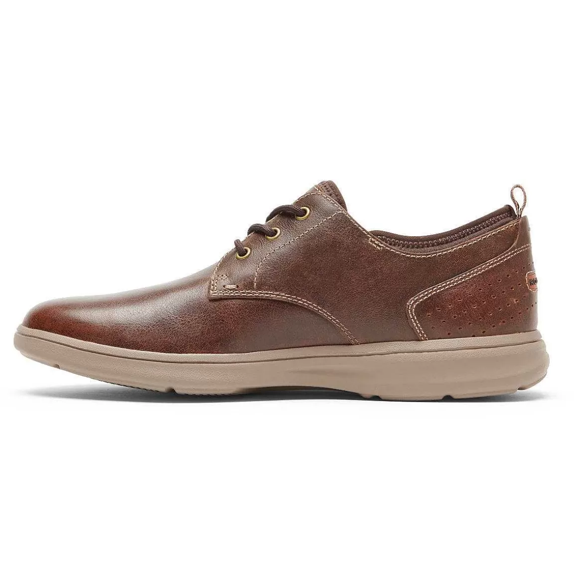 New Rockport Oxford masculino Zaden com bico liso Couro Marrom Sudão