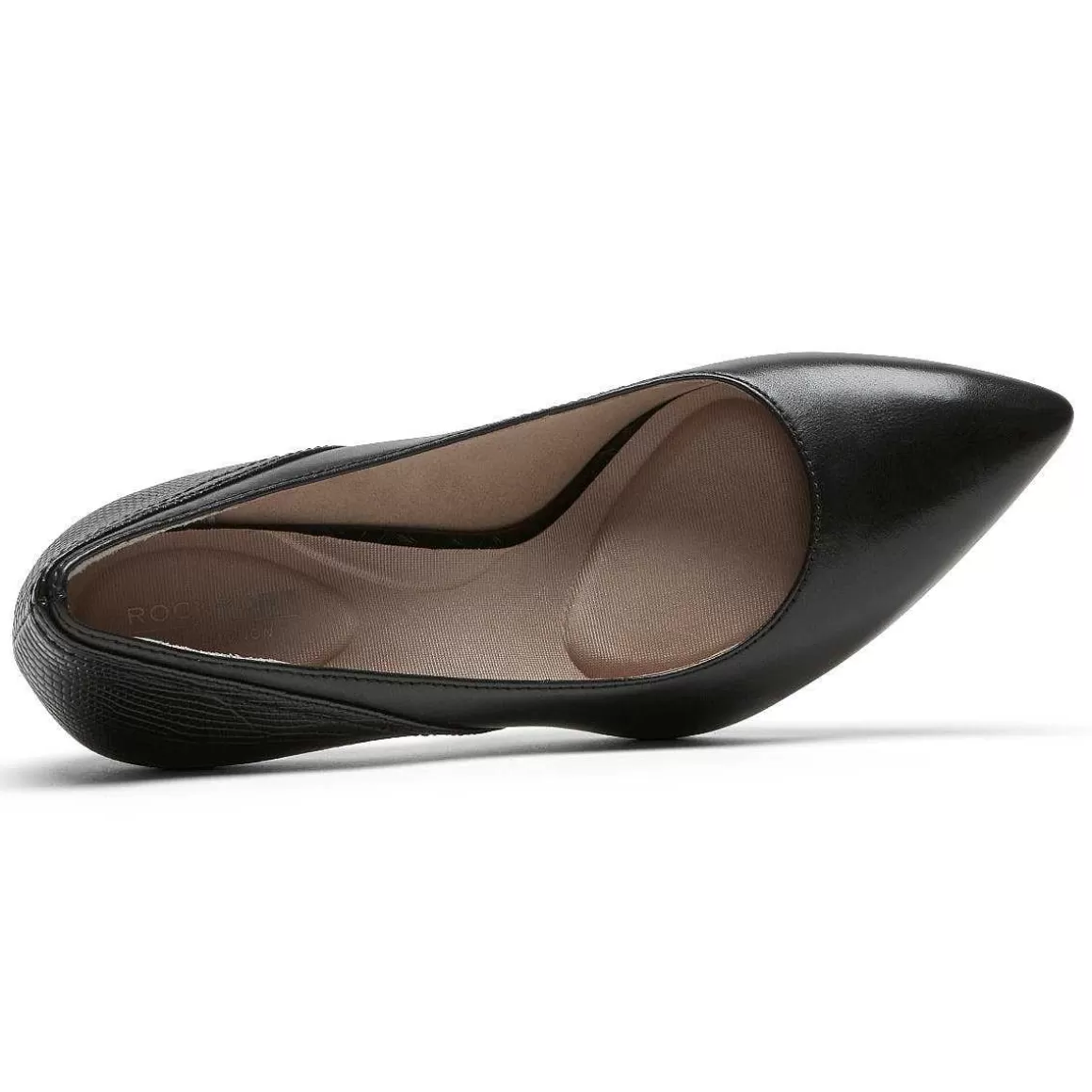 Hot Rockport Salto remendado feminino Total Motion 75 mm Preto/Lagarto