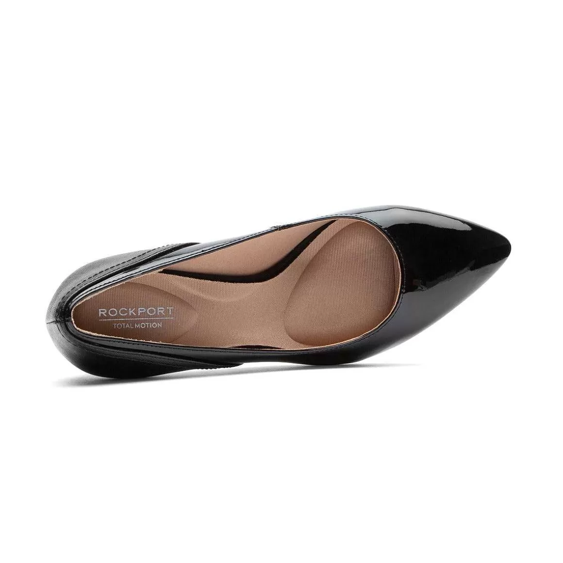 Clearance Rockport Salto remendado feminino Total Motion 75 mm Sintético Preto Patenteado