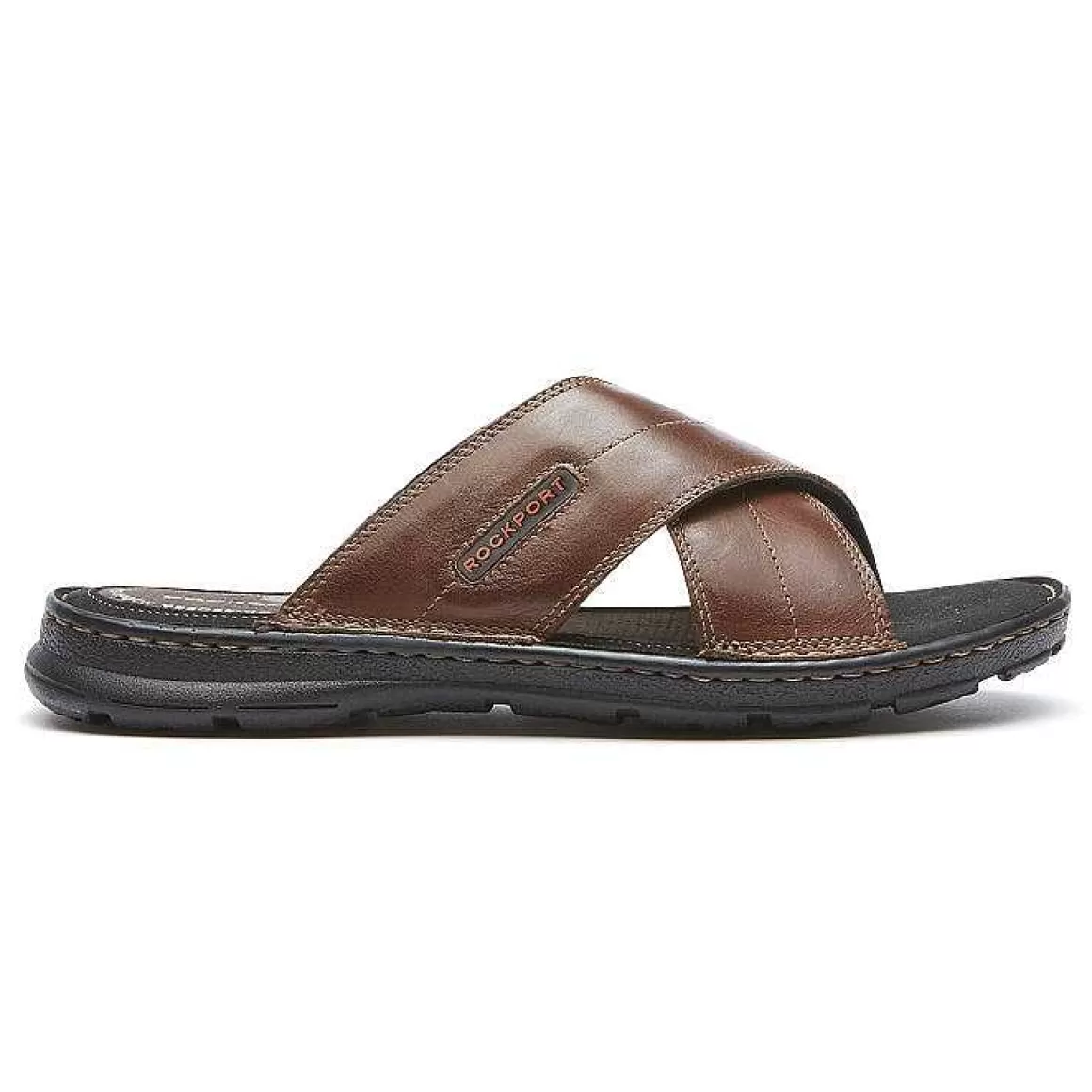 Best Rockport Slide Masculino Darwyn Cross Band Treinador Brown Lea