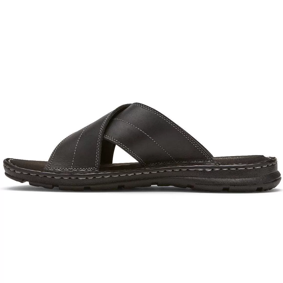 Best Rockport Slide Masculino Darwyn Cross Band Couro Preto II